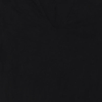 The White Company Womens Black Cotton T-Shirt Dress Size 4 V-Neck Pullover