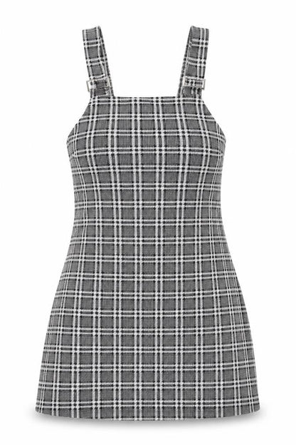 New Look Womens Grey Plaid Polyester Mini Size 10 Square Neck Pullover