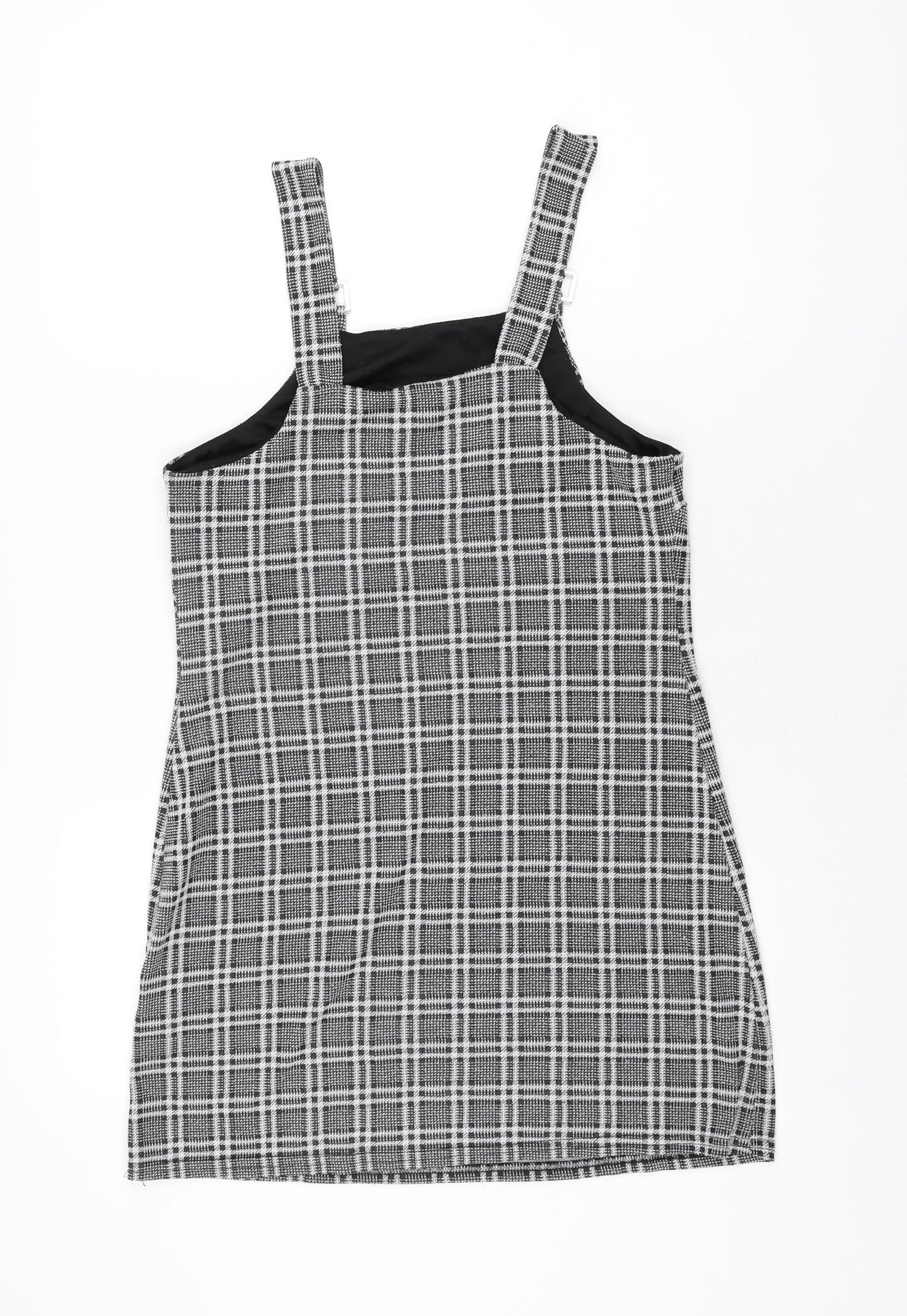 New Look Womens Grey Plaid Polyester Mini Size 10 Square Neck Pullover