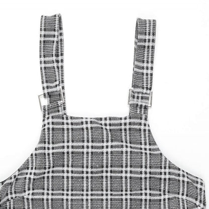 New Look Womens Grey Plaid Polyester Mini Size 10 Square Neck Pullover
