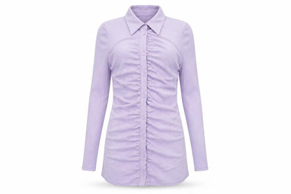 Monki Womens Purple Polyester Bodycon Size S Collared Button