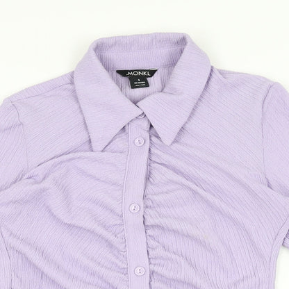 Monki Womens Purple Polyester Bodycon Size S Collared Button