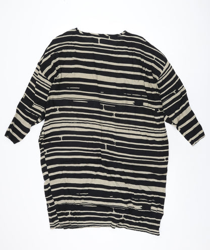 Masai Womens Black Striped Viscose Shift Size S Round Neck Pullover