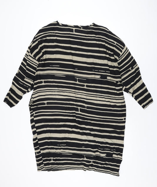 Masai Womens Black Striped Viscose Shift Size S Round Neck Pullover