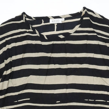 Masai Womens Black Striped Viscose Shift Size S Round Neck Pullover