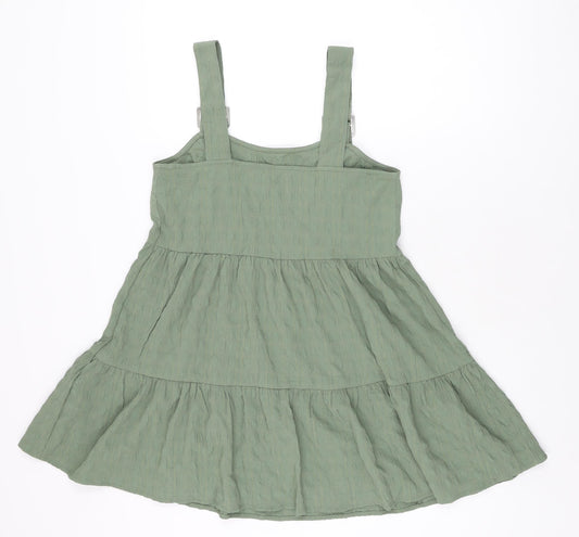 ASOS Womens Green Polyester Mini Size 8 Square Neck Buckle