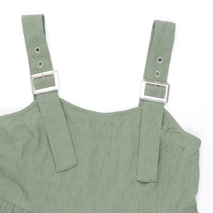 ASOS Womens Green Polyester Mini Size 8 Square Neck Buckle