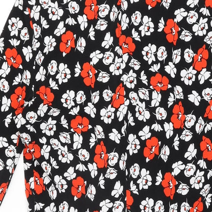 Very Womens Black Floral Polyester Bodycon Size 12 Round Neck Zip