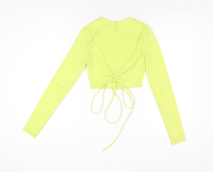 Womens UK Size XS H&M Yellow Cropped T-Shirt
