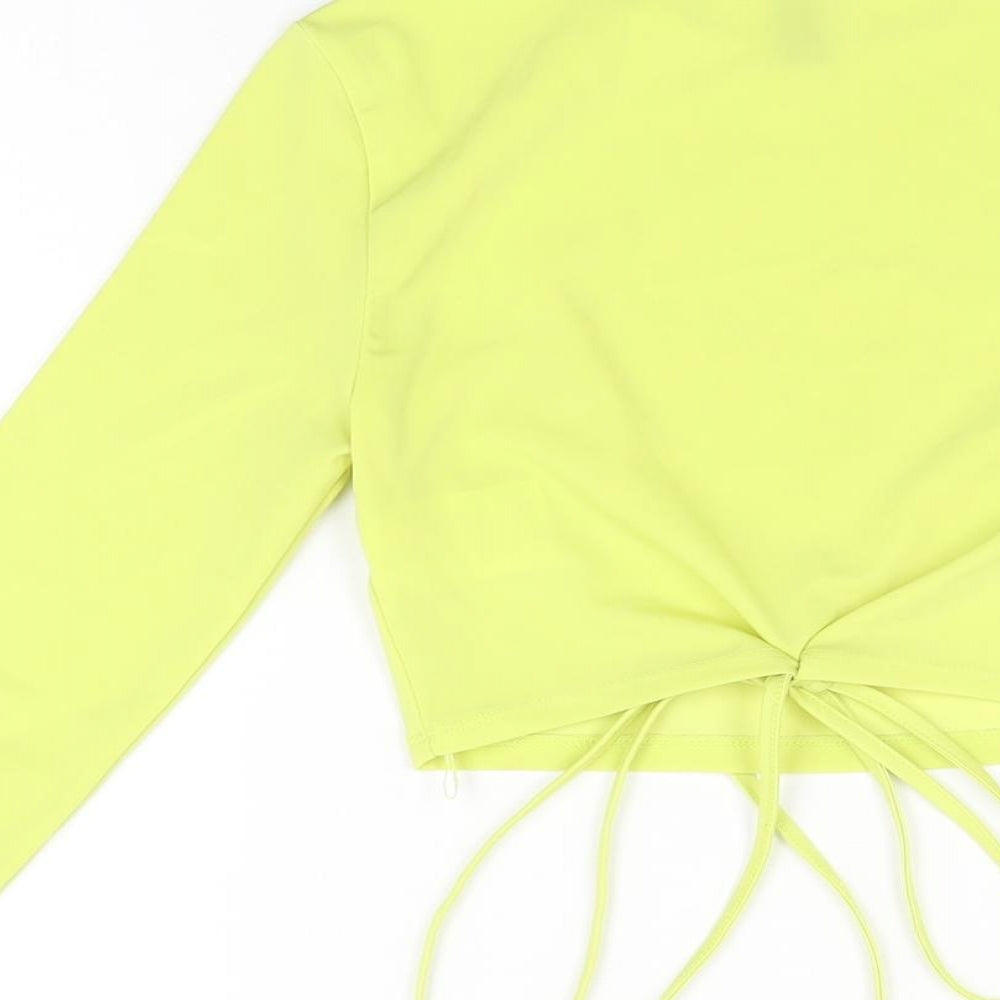 Womens UK Size XS H&M Yellow Cropped T-Shirt