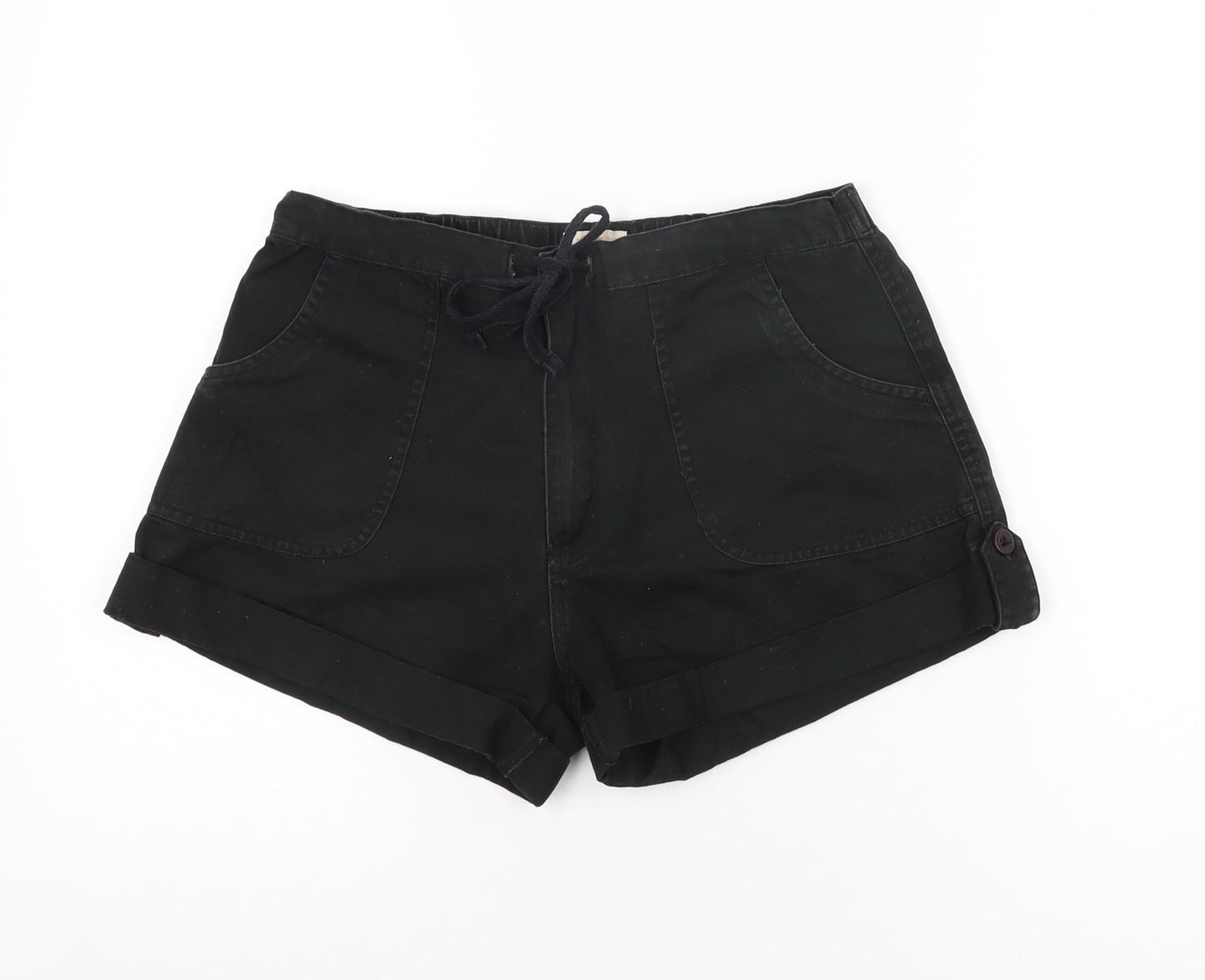 Best Mountain Womens Black Cotton Hot Pants Shorts Size 10 Regular Zip