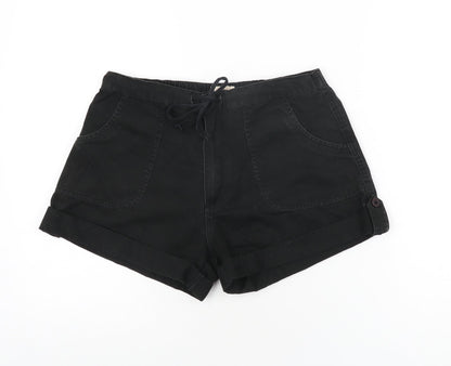Best Mountain Womens Black Cotton Hot Pants Shorts Size 10 Regular Zip