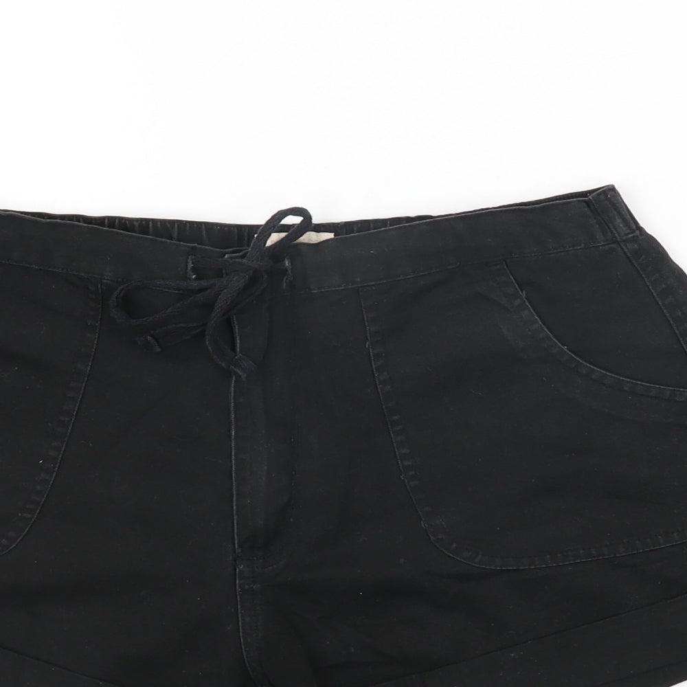 Best Mountain Womens Black Cotton Hot Pants Shorts Size 10 Regular Zip