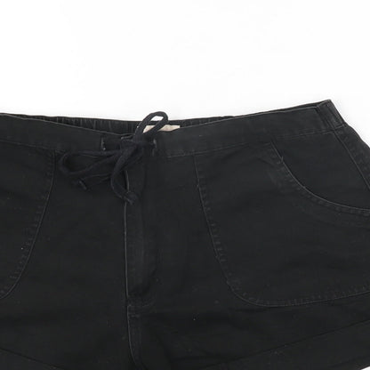 Best Mountain Womens Black Cotton Hot Pants Shorts Size 10 Regular Zip