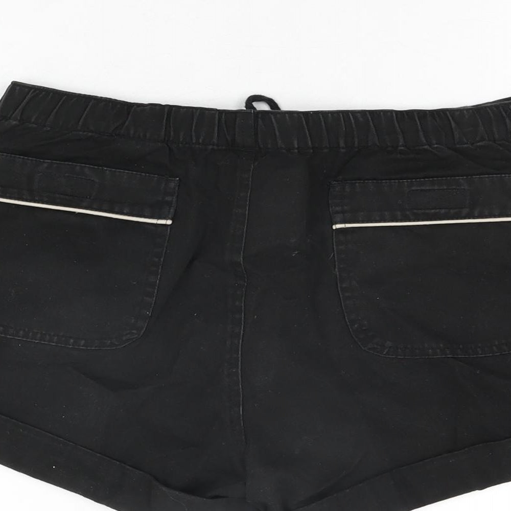 Best Mountain Womens Black Cotton Hot Pants Shorts Size 10 Regular Zip