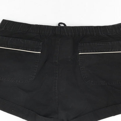 Best Mountain Womens Black Cotton Hot Pants Shorts Size 10 Regular Zip