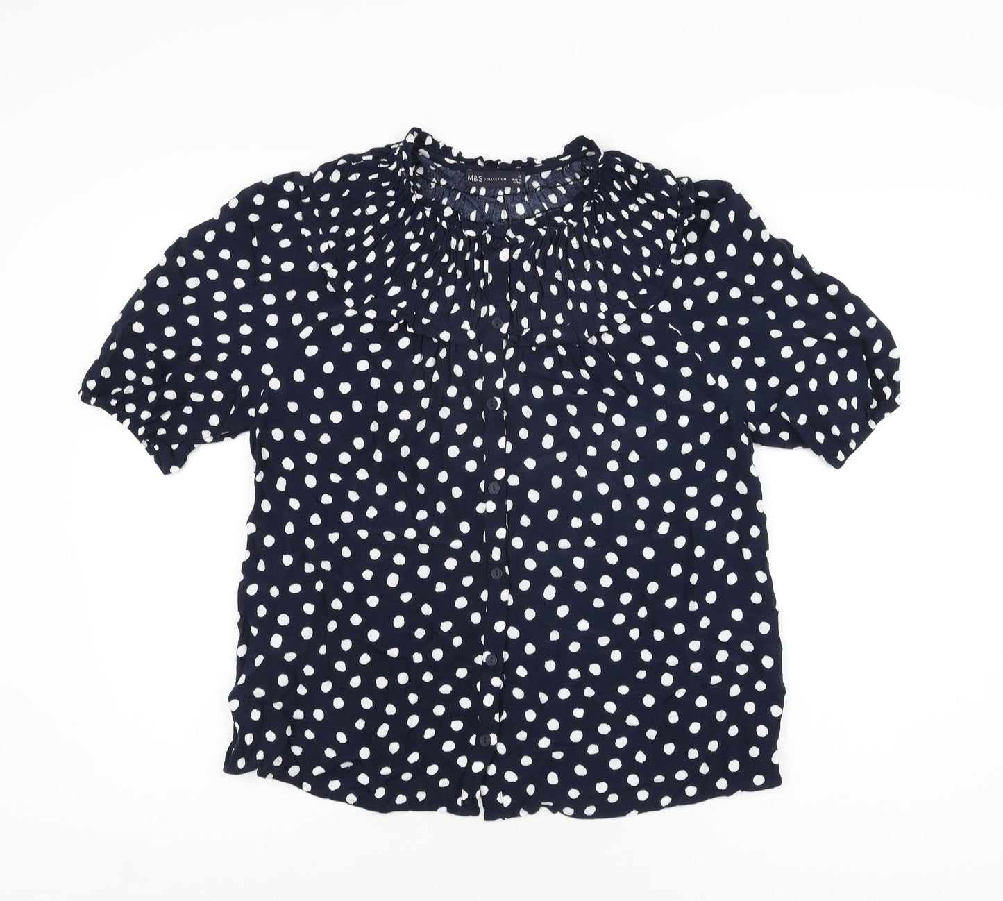 Womens UK Size 12 Marks and Spencer Blue Basic Button-Up