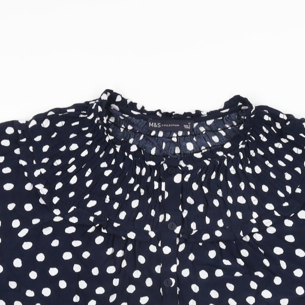 Womens UK Size 12 Marks and Spencer Blue Basic Button-Up