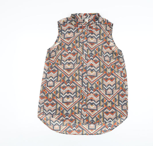 Womens UK Size 8 H&M Multicoloured Basic Button-Up