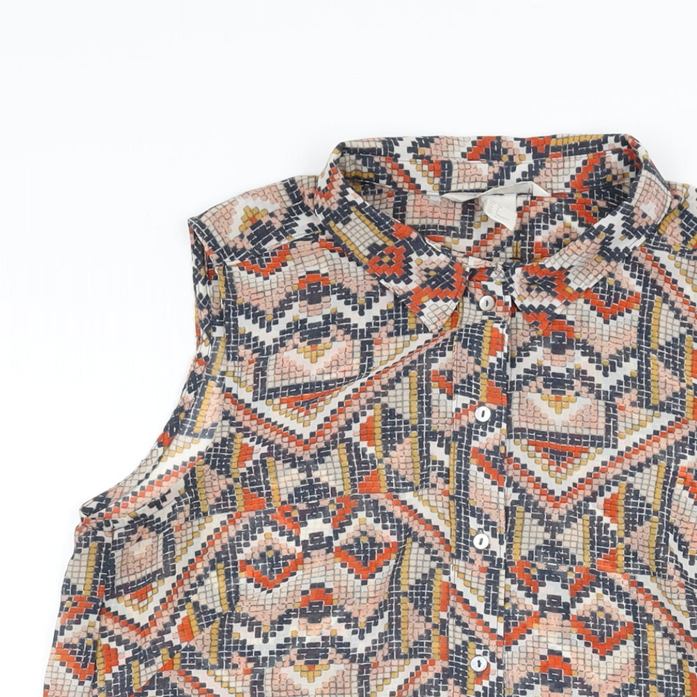 Womens UK Size 8 H&M Multicoloured Basic Button-Up