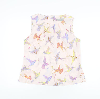 Dorothy Perkins Womens Pink Geometric Polyester Basic Blouse Size 14 Round Neck - Bird Print
