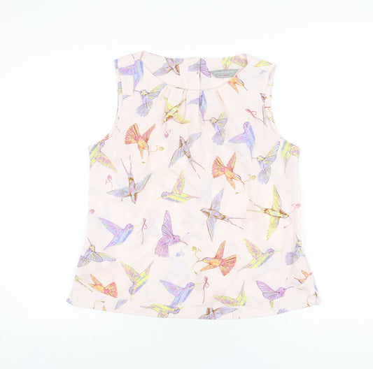 Dorothy Perkins Womens Pink Geometric Polyester Basic Blouse Size 14 Round Neck - Bird Print