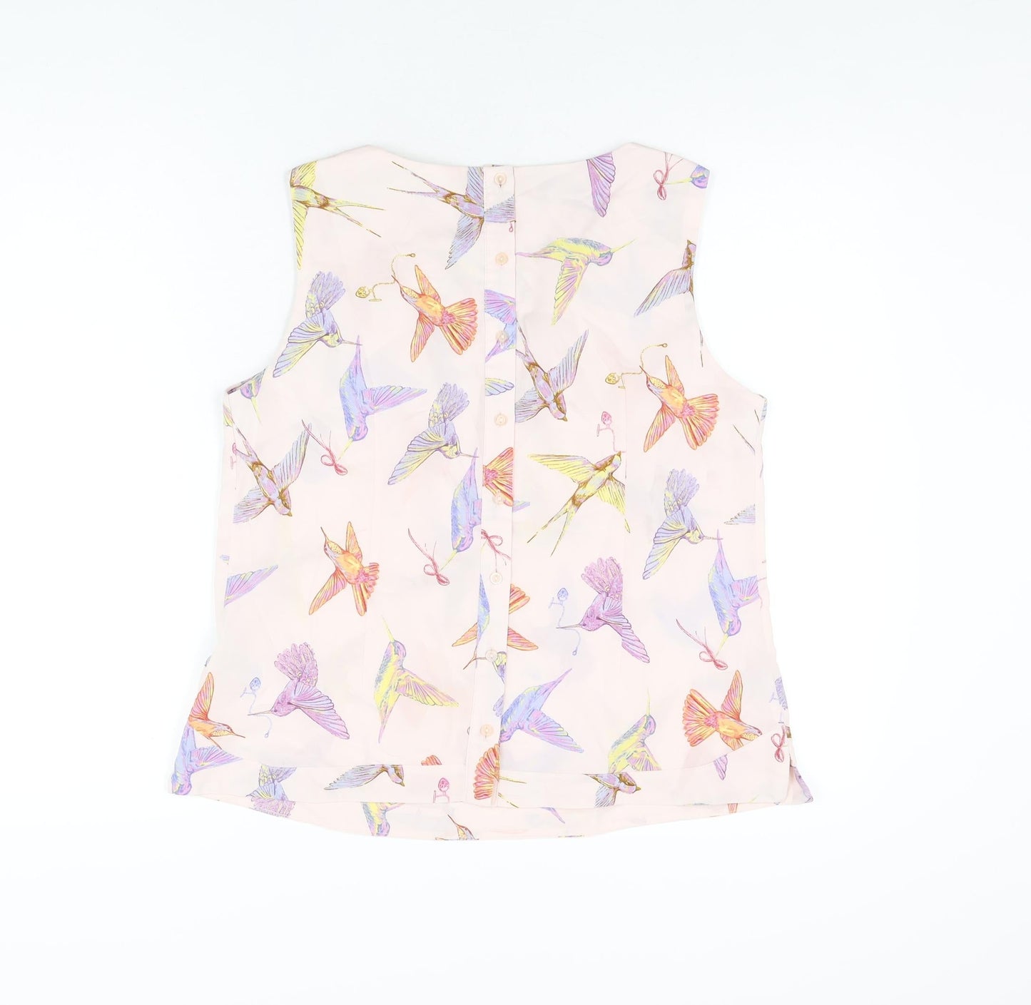 Dorothy Perkins Womens Pink Geometric Polyester Basic Blouse Size 14 Round Neck - Bird Print
