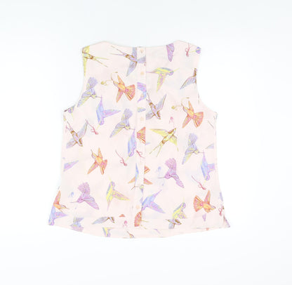 Dorothy Perkins Womens Pink Geometric Polyester Basic Blouse Size 14 Round Neck - Bird Print