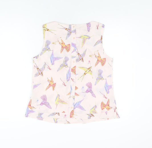 Dorothy Perkins Womens Pink Geometric Polyester Basic Blouse Size 14 Round Neck - Bird Print
