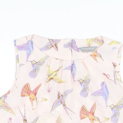 Dorothy Perkins Womens Pink Geometric Polyester Basic Blouse Size 14 Round Neck - Bird Print