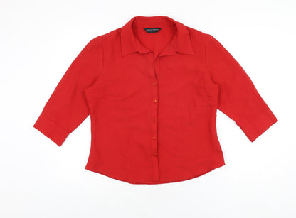 Womens UK Size 14 Dorothy Perkins Red Basic Button-Up