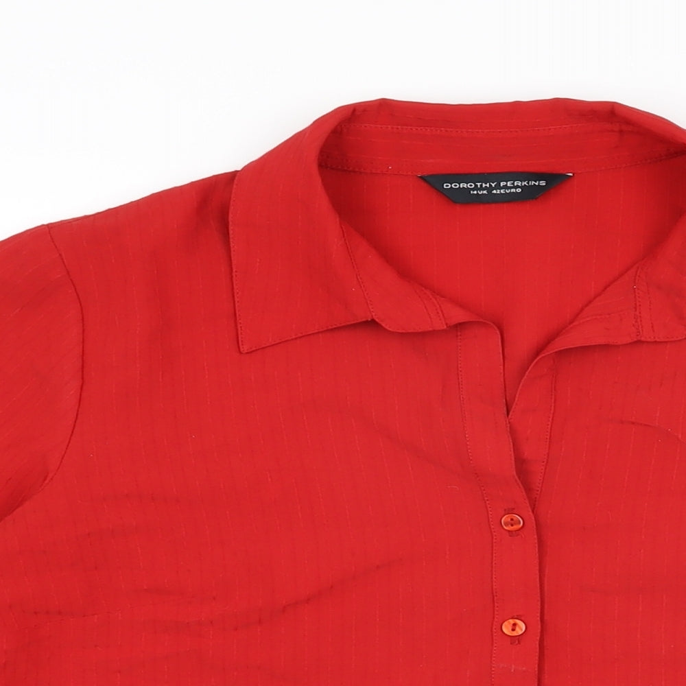 Womens UK Size 14 Dorothy Perkins Red Basic Button-Up