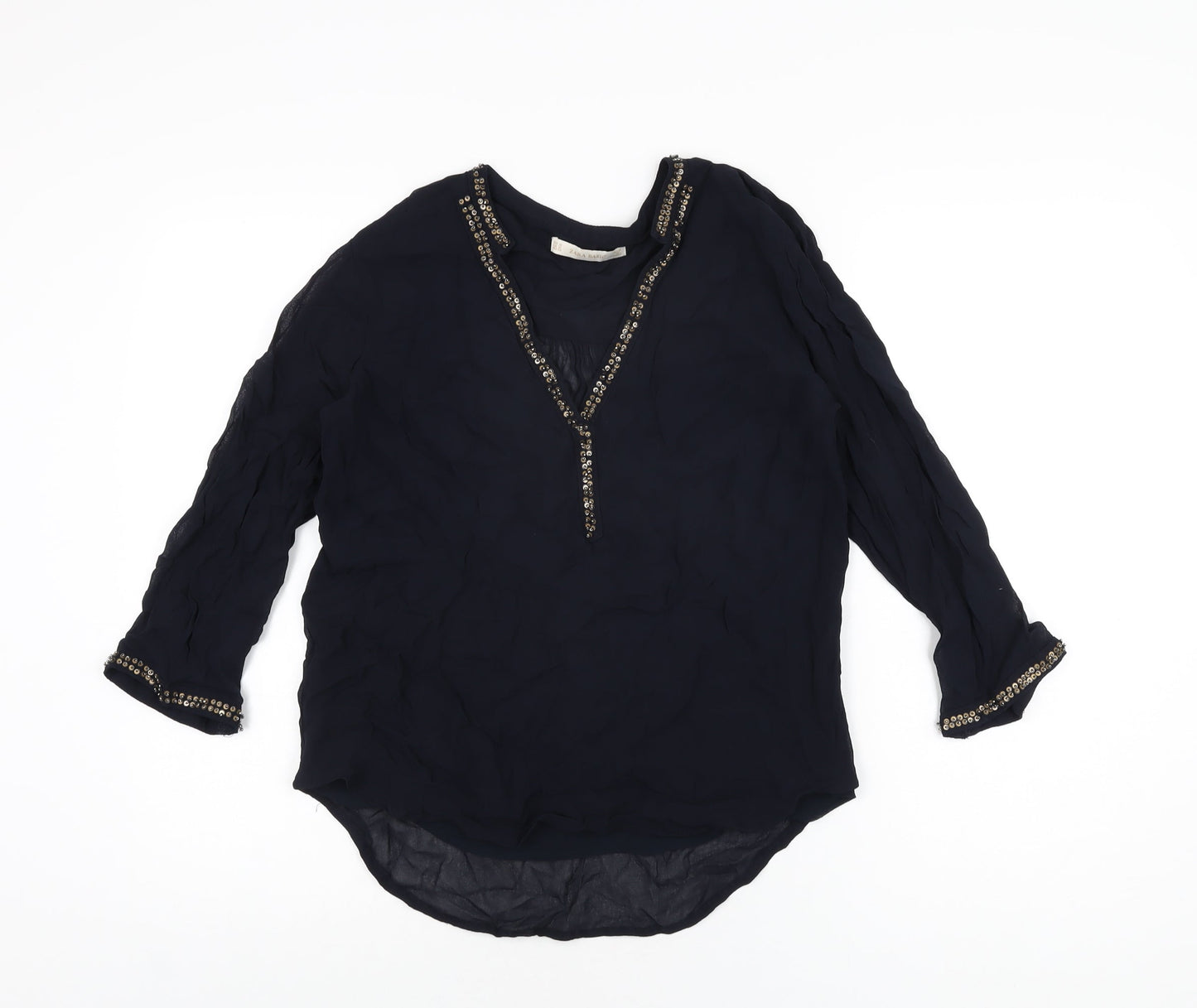 Womens UK Size M Zara Blue Basic Blouse