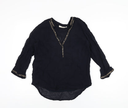 Womens UK Size M Zara Blue Basic Blouse