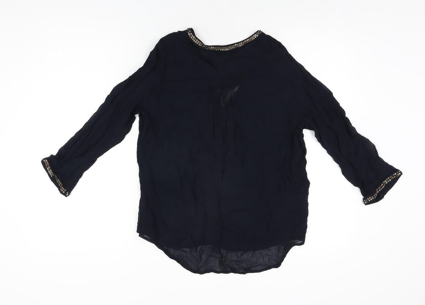Womens UK Size M Zara Blue Basic Blouse