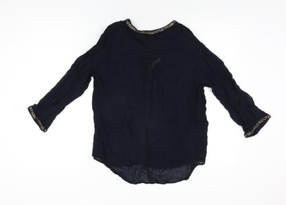 Womens UK Size M Zara Blue Basic Blouse