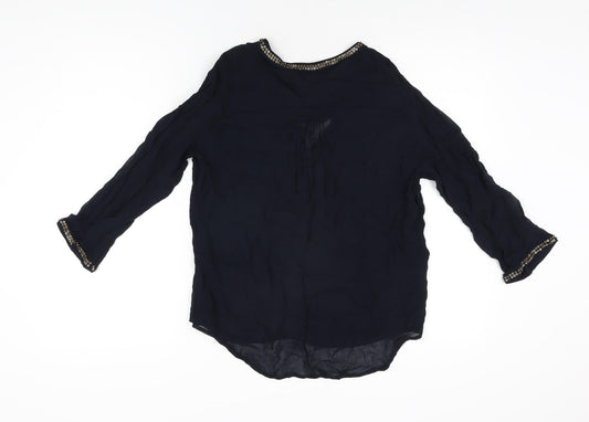 Womens UK Size M Zara Blue Basic Blouse