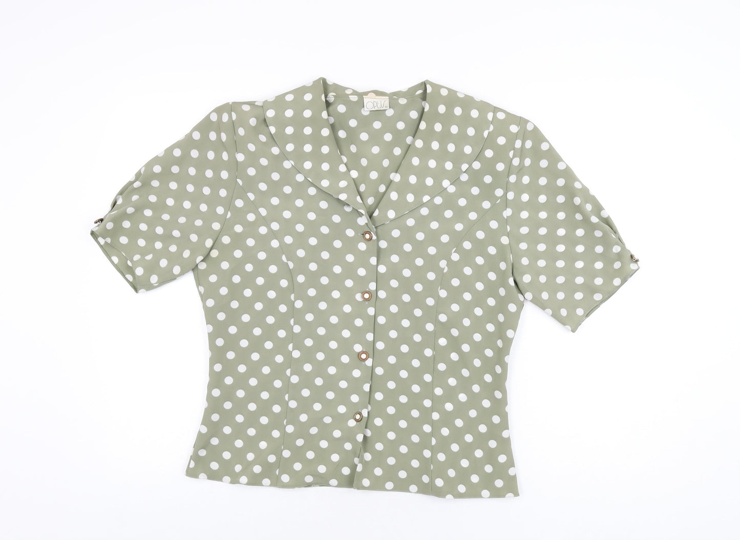 Womens UK Size 12 OPUS Green Basic Button-Up