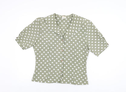 Womens UK Size 12 OPUS Green Basic Button-Up
