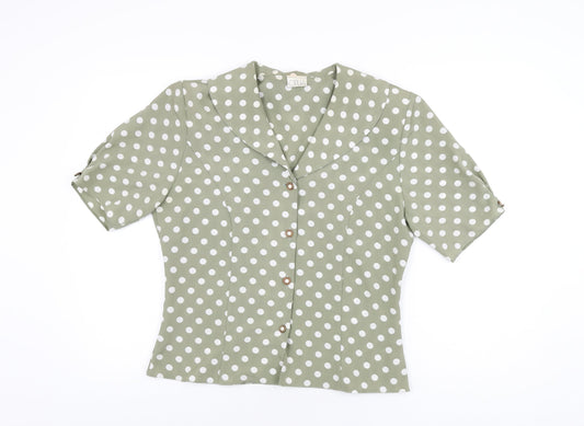 Womens UK Size 12 OPUS Green Basic Button-Up