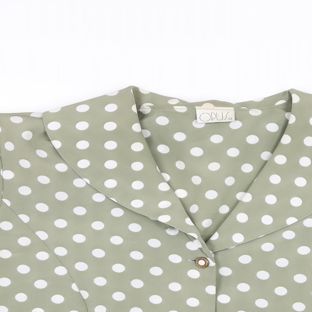 Womens UK Size 12 OPUS Green Basic Button-Up