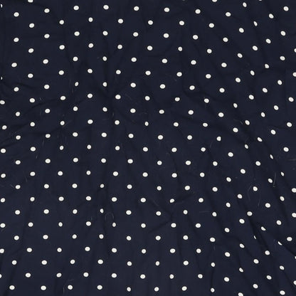 Dorothy Perkins Womens Blue Polka Dot Viscose Basic Button-Up Size 10 Round Neck