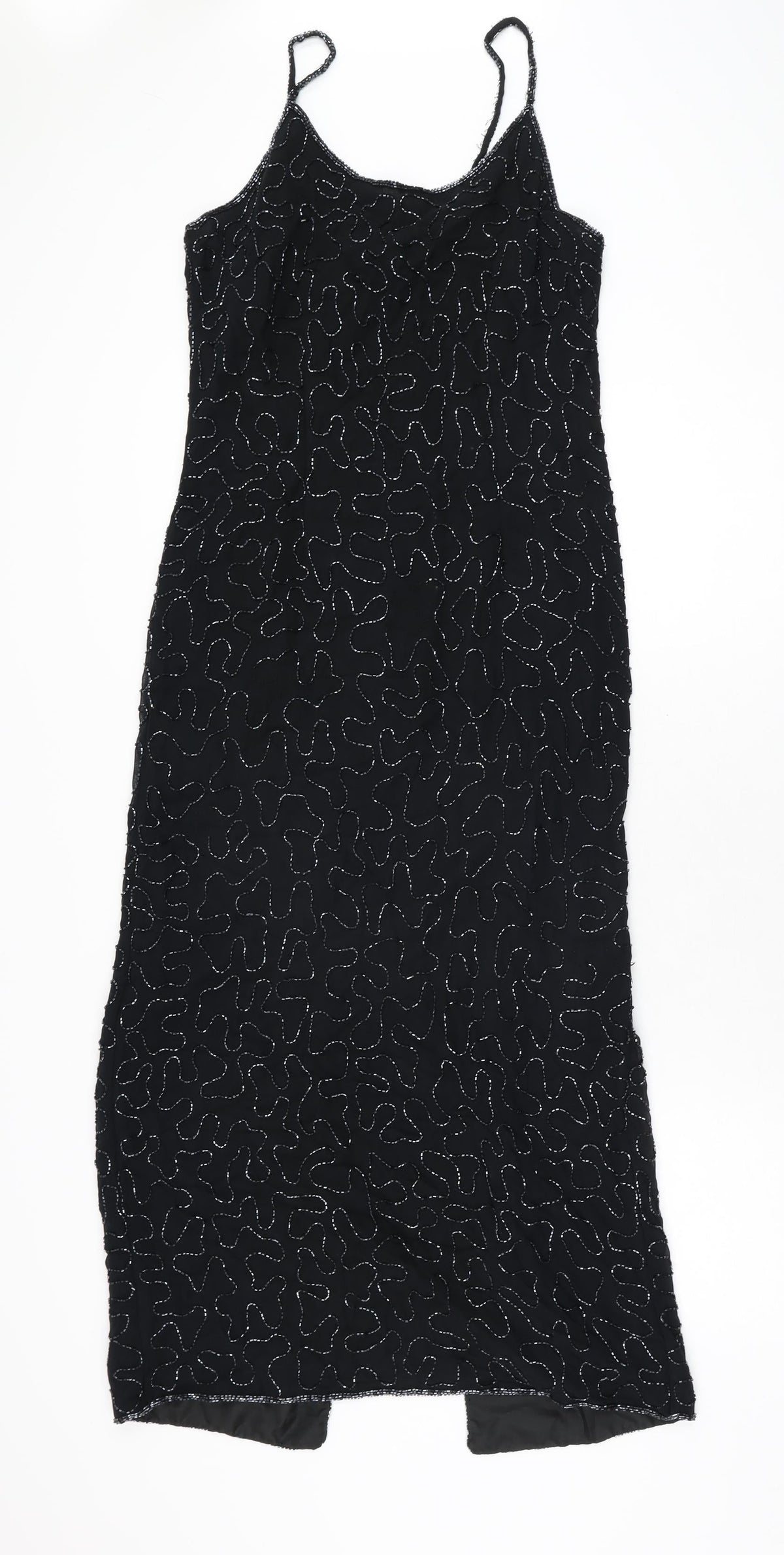 Additional front view of Canda women’s black geometric polyester bodycon, size UK 12, scoop neck zip