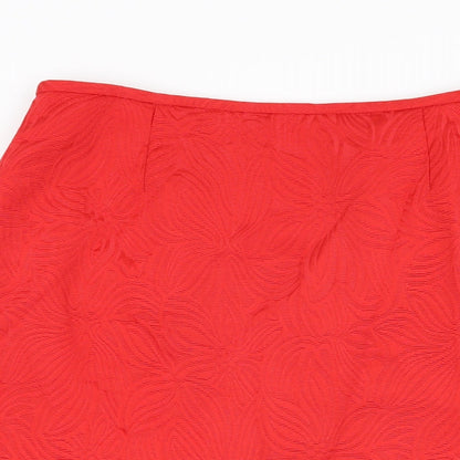 Isabella Womens Red Geometric Cotton Straight & Pencil Skirt Size 14 Zip