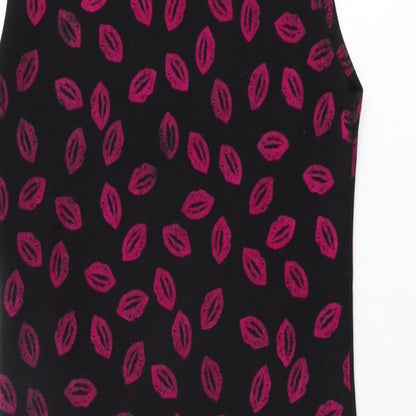 Boohoo Womens Black Geometric Polyester Bodycon Size 10 Boat Neck Pullover