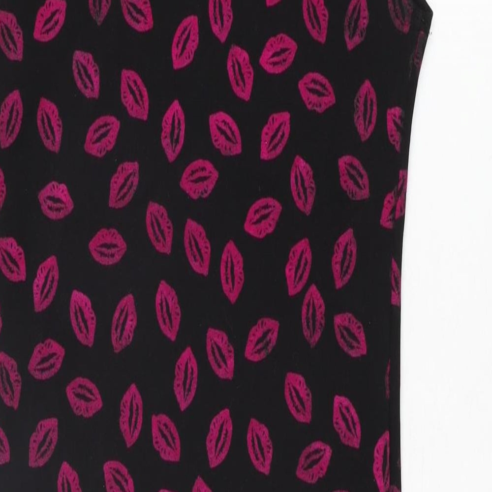 Boohoo Womens Black Geometric Polyester Bodycon Size 10 Boat Neck Pullover