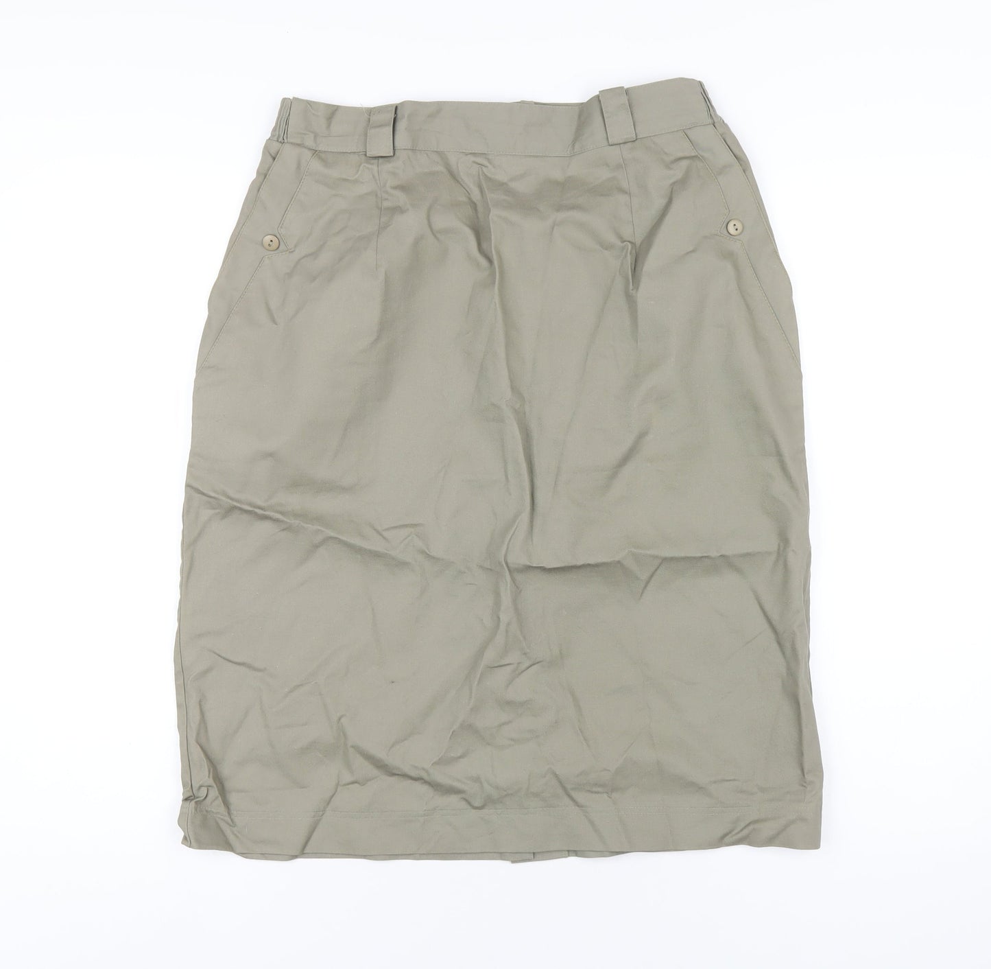 Dorothy Perkins Womens Green Cotton Straight & Pencil Skirt Size 16 Zip