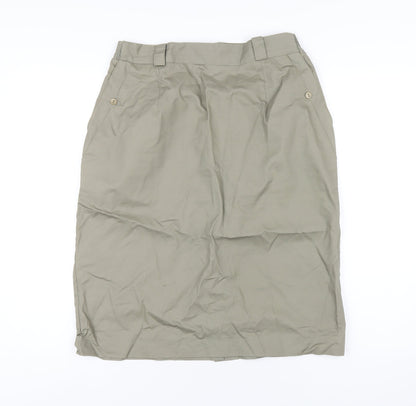 Dorothy Perkins Womens Green Cotton Straight & Pencil Skirt Size 16 Zip