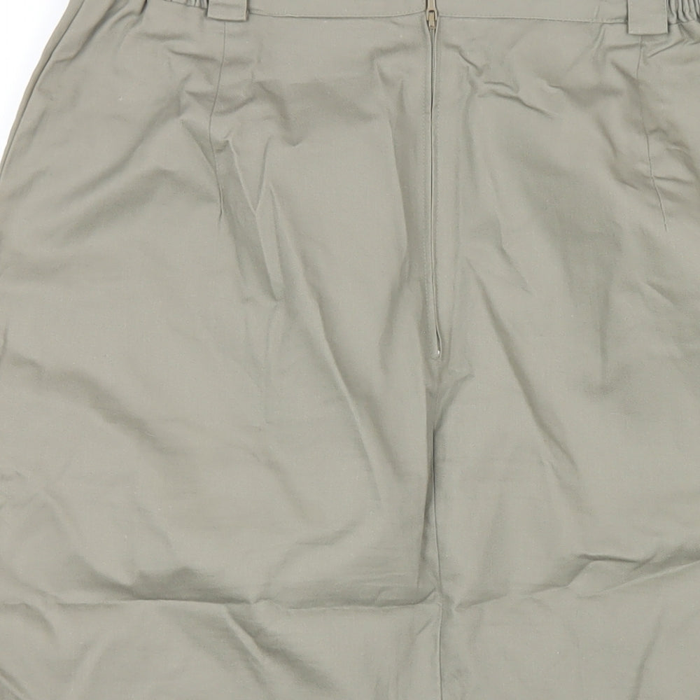 Dorothy Perkins Womens Green Cotton Straight & Pencil Skirt Size 16 Zip