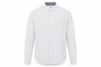 Max Mens White Geometric Cotton Button-Up Size M Collared Button